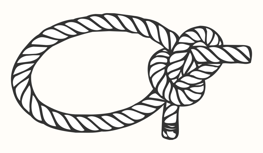 Diagramm eines fertig gebundenen Palsteks: eine feste Schlaufe am Ende einer Leine, das lose Ende verläuft durch das Auge und um das stehende Teil
